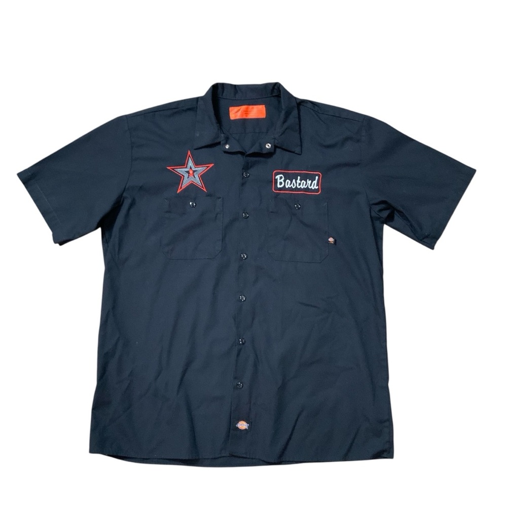 Dickies Embroidered Bastard & Star With Skull Work Shirt Size XL